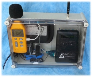 Picture of DISCONTINUED.  REPLACED WITH OUR NEW G-7 AIR QUALITY MONITOR.  Remote Particle Counter and Sound Pressure Level (SPL) Monitor.